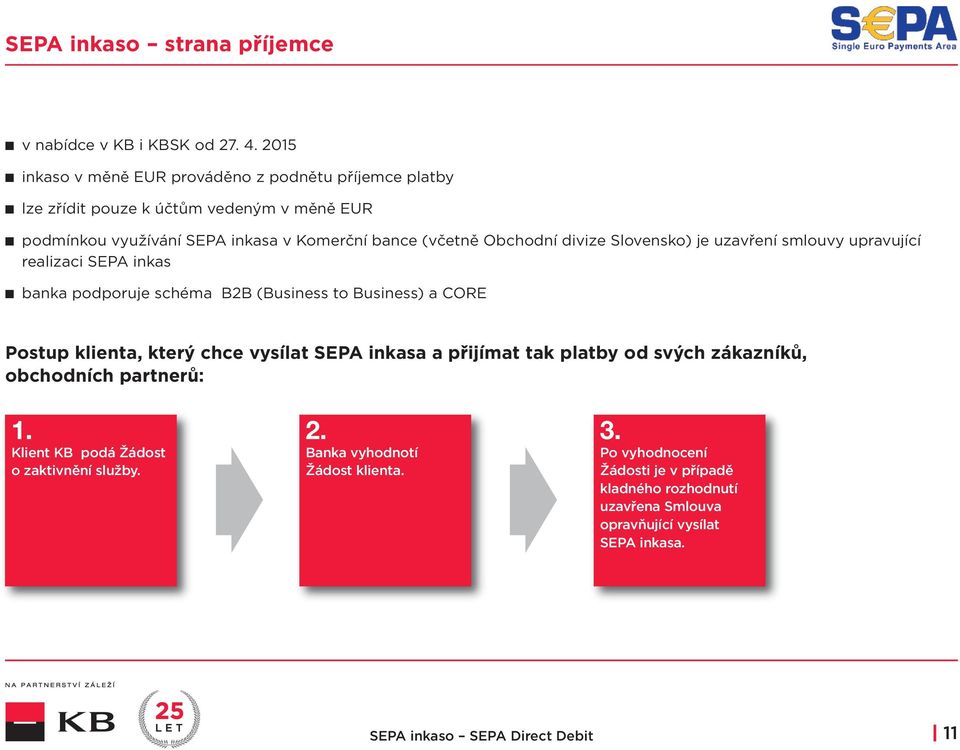 Obchodní divize Slovensko) je uzavření smlouvy upravující realizaci SEPA inkas banka podporuje schéma B2B (Business to Business) a CORE Postup klienta, který chce