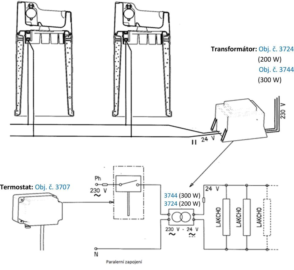 3744 (300 W) Termostat: