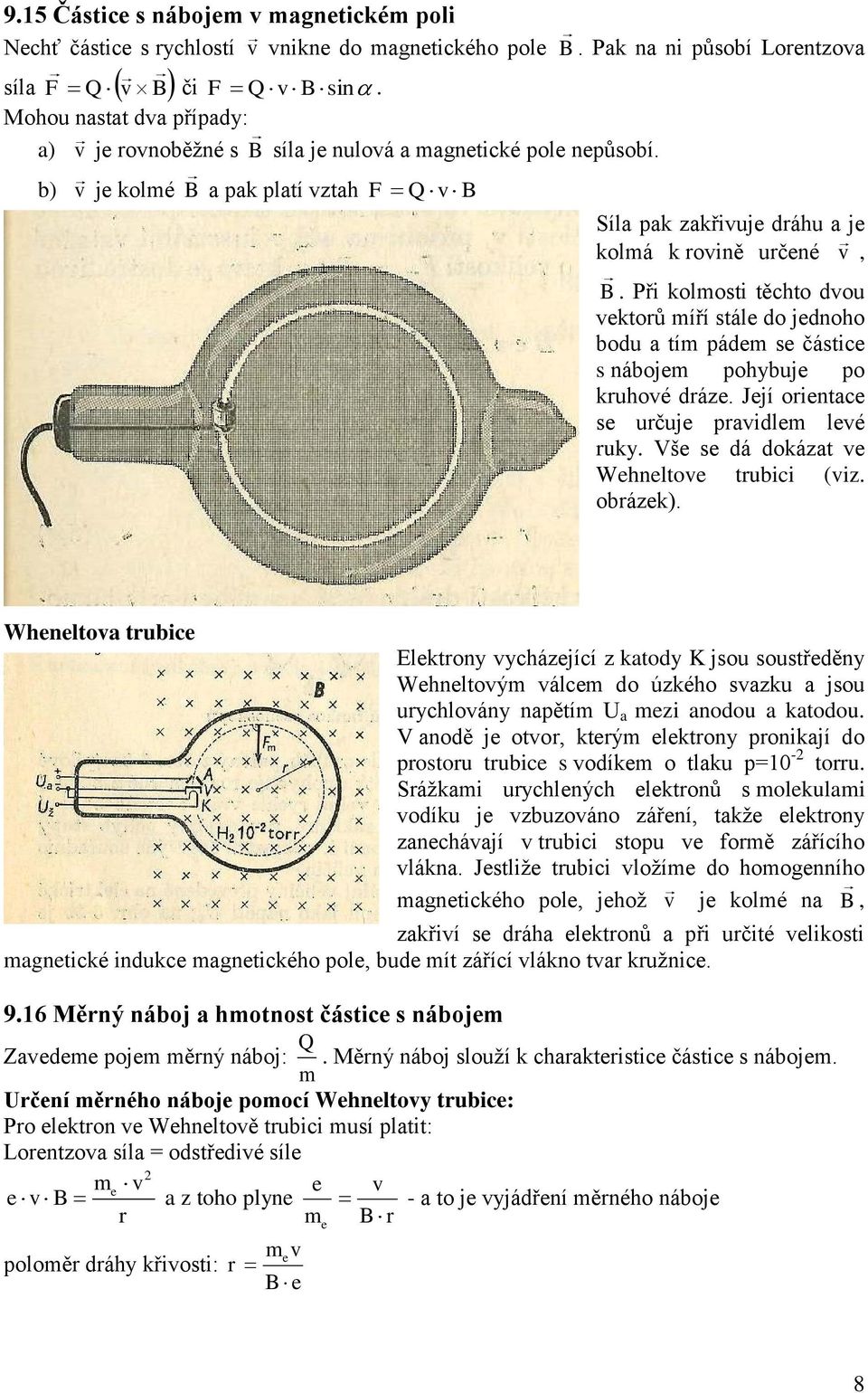 Při kolosti těchto dvou vektorů íří stále do jednoho bodu a tí páde se částice s náboje pohybuje po kruhové dráze. Její orientace se určuje pravidle levé ruky.