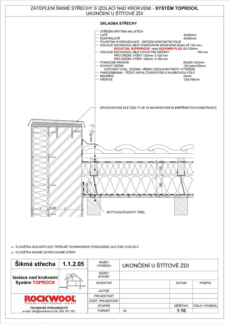 ROCKWOOL MEZI KOVOVÝMI DRŽÁKY : 160 mm PRO DRŽÁK VÝŠKY mm: tl. mm PRO DRŽÁK VÝŠKY 180mm: tl.180 mm POMOCNÉ 60(60-)mm KOVOVÝ DRŽÁK nebo180mm KOTVENÝ OCEL.