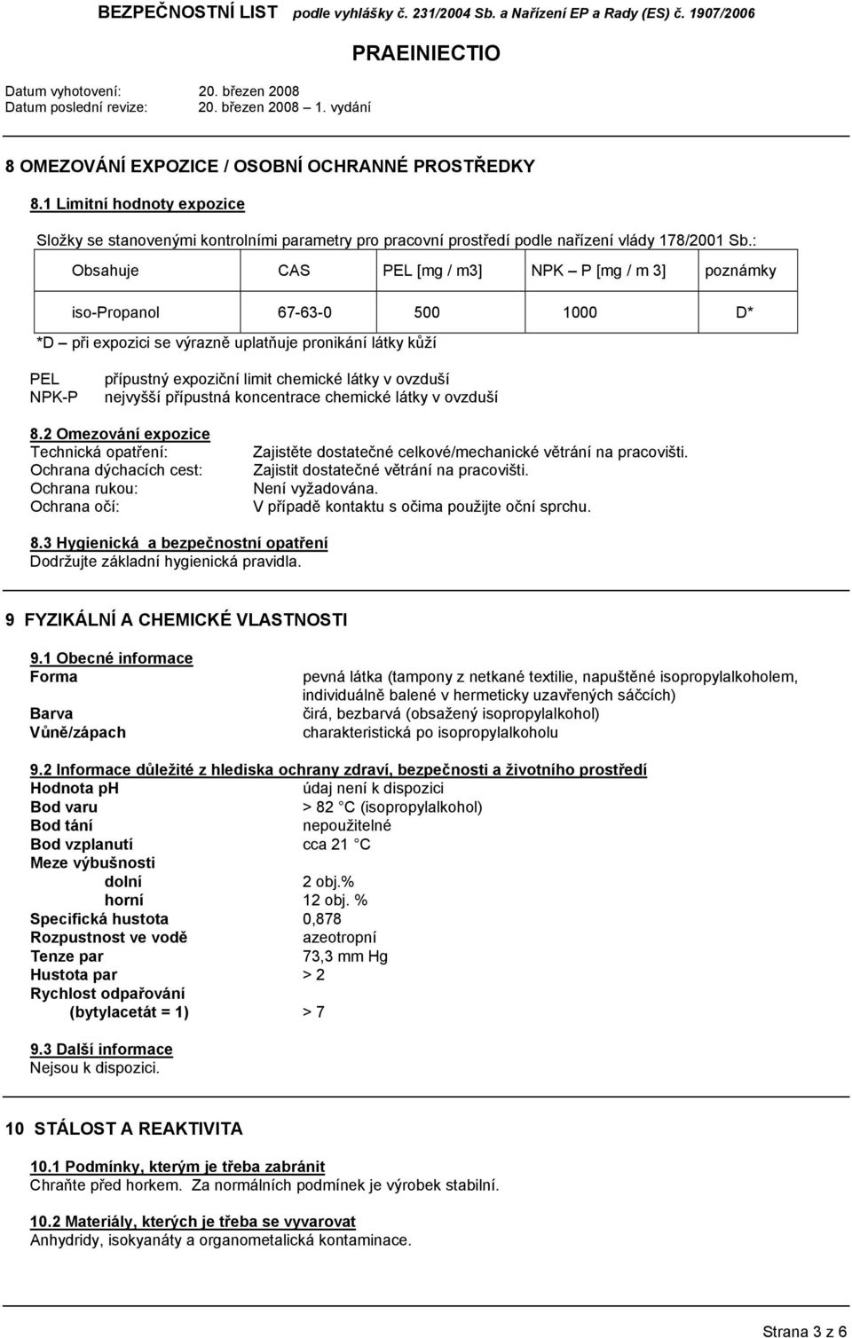 ovzduší nejvyšší přípustná koncentrace chemické látky v ovzduší 8.