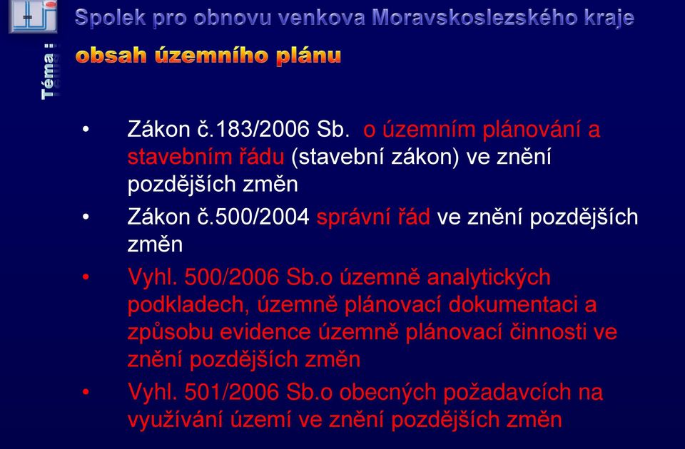 500/2004 správní řád ve znění pozdějších změn Vyhl. 500/2006 Sb.
