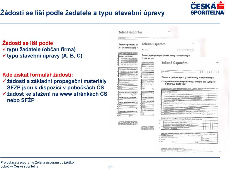 žádosti: žádosti a základní propagační materiály SFŽP jsou k dispozici v