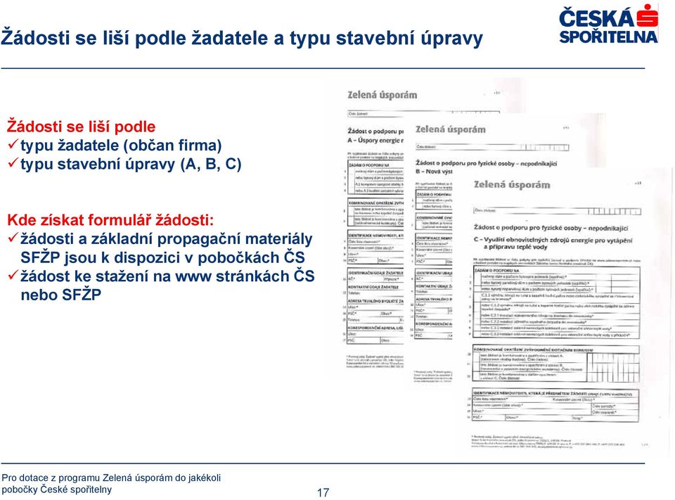 žádosti: žádosti a základní propagační materiály SFŽP jsou k dispozici v