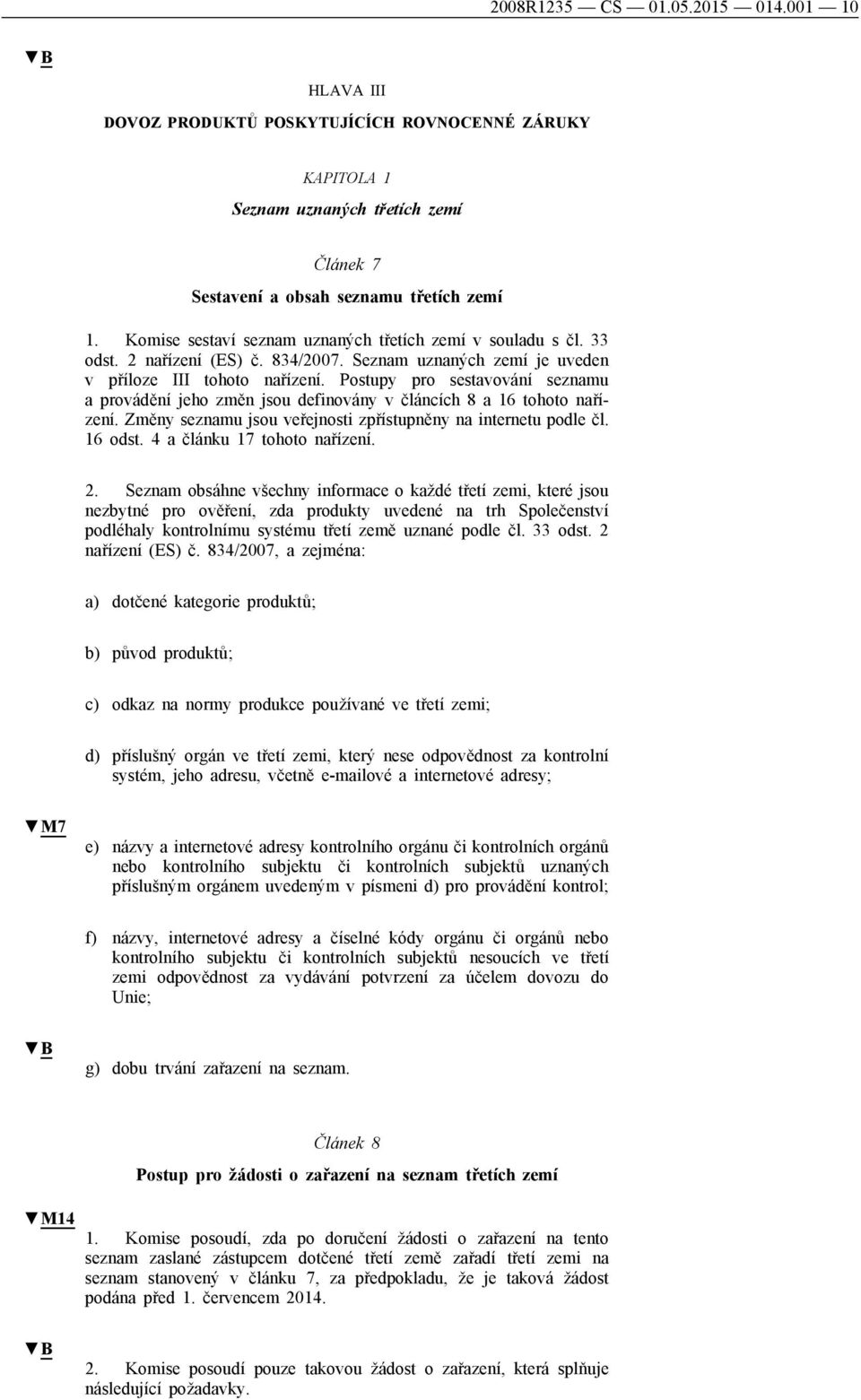 Postupy pro sestavování seznamu a provádění jeho změn jsou definovány v článcích 8 a 16 tohoto nařízení. Změny seznamu jsou veřejnosti zpřístupněny na internetu podle čl. 16 odst.