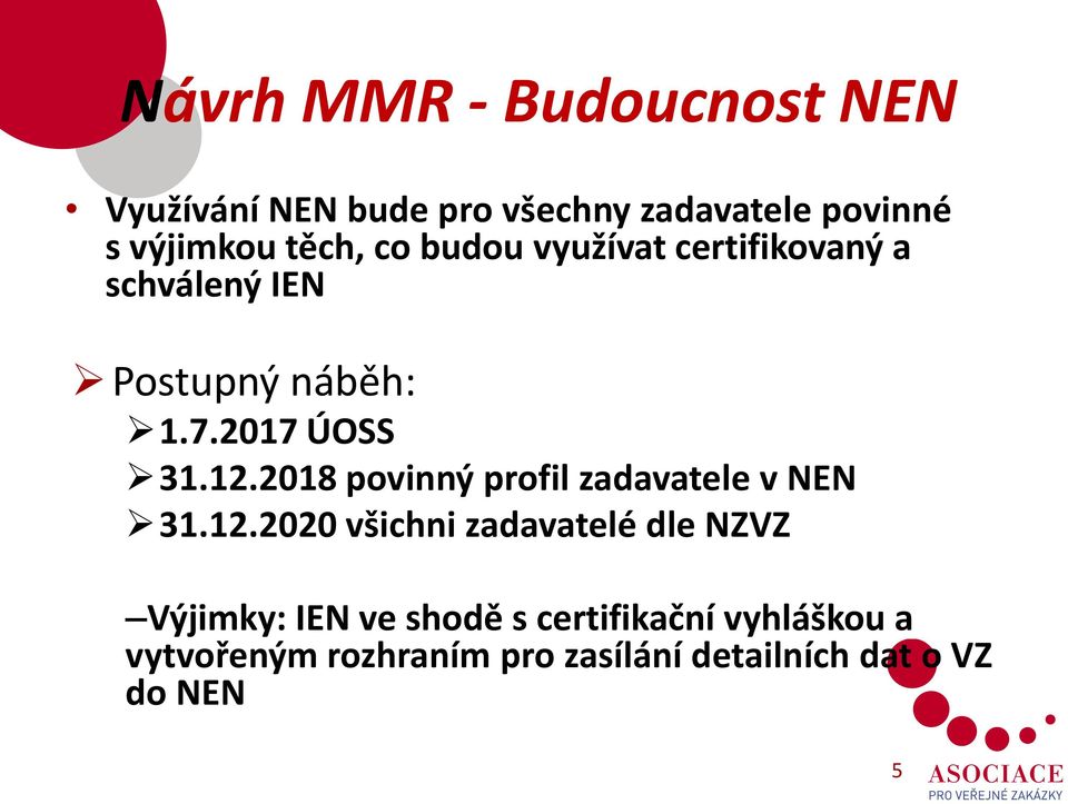 2018 povinný profil zadavatele v NEN 31.12.