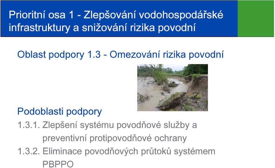 3 - Omezování rizika povodní Podoblasti podpory 1.