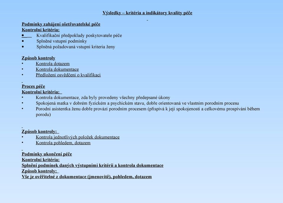 úkony Spokojená matka v dobrém fyzickém a psychickém stavu, dobře orientovaná ve vlastním porodním procesu Porodní asistentka ženu dobře provází porodním procesem (přispívá k její spokojenosti a