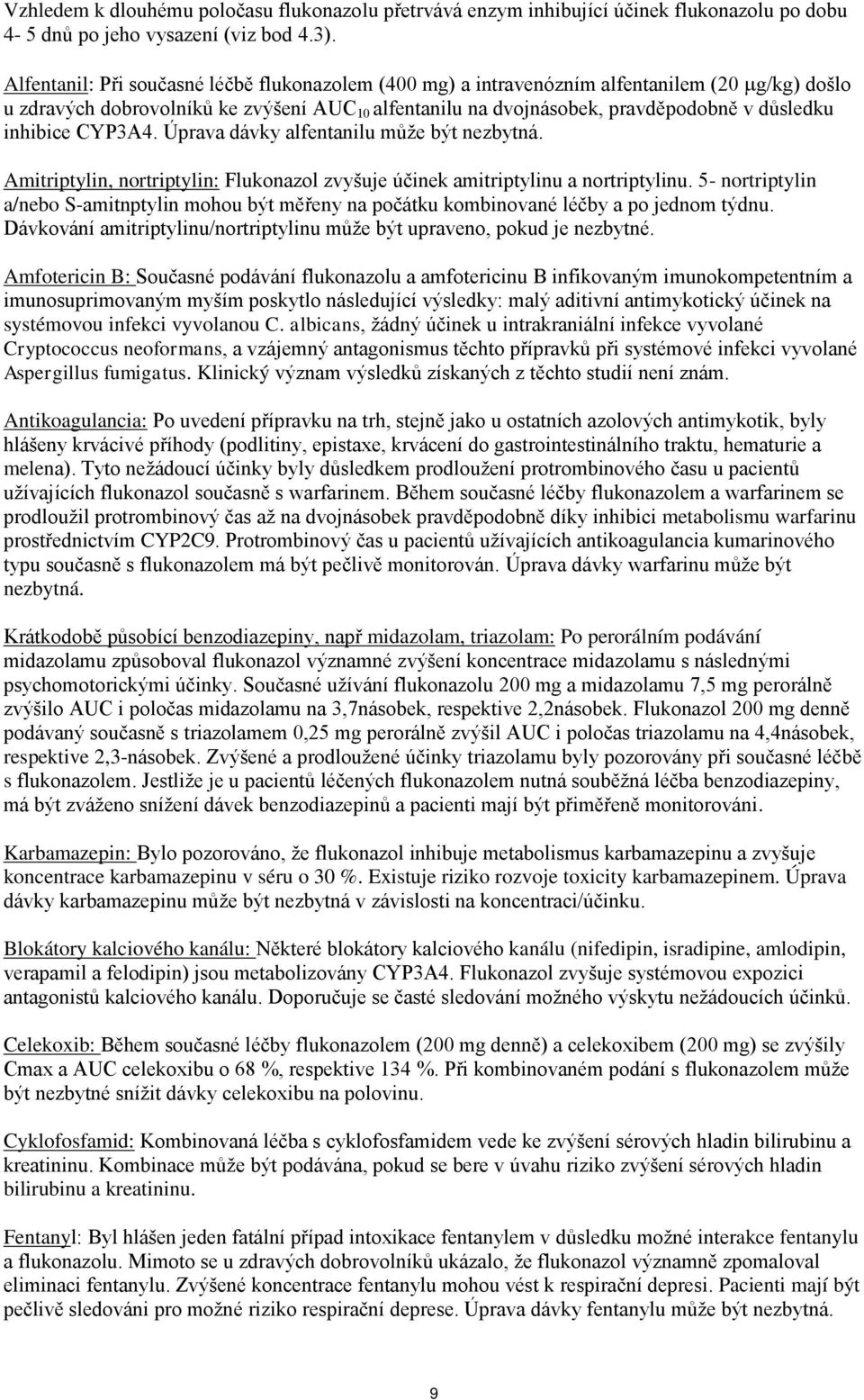 inhibice CYP3A4. Úprava dávky alfentanilu může být nezbytná. Amitriptylin, nortriptylin: Flukonazol zvyšuje účinek amitriptylinu a nortriptylinu.