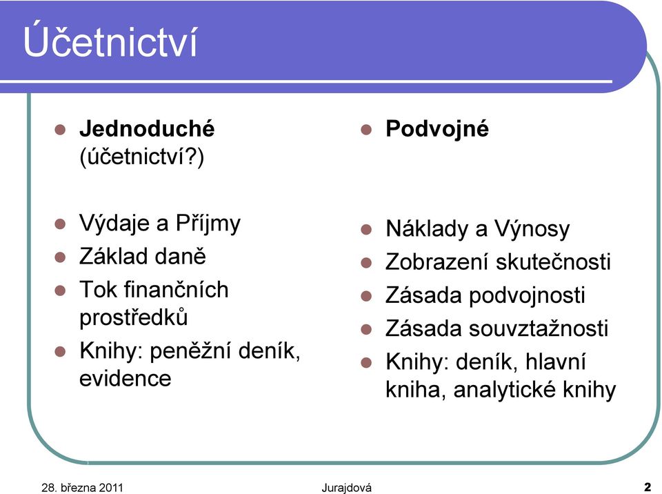 Knihy: peněžní deník, evidence Náklady a Výnosy Zobrazení skutečnosti