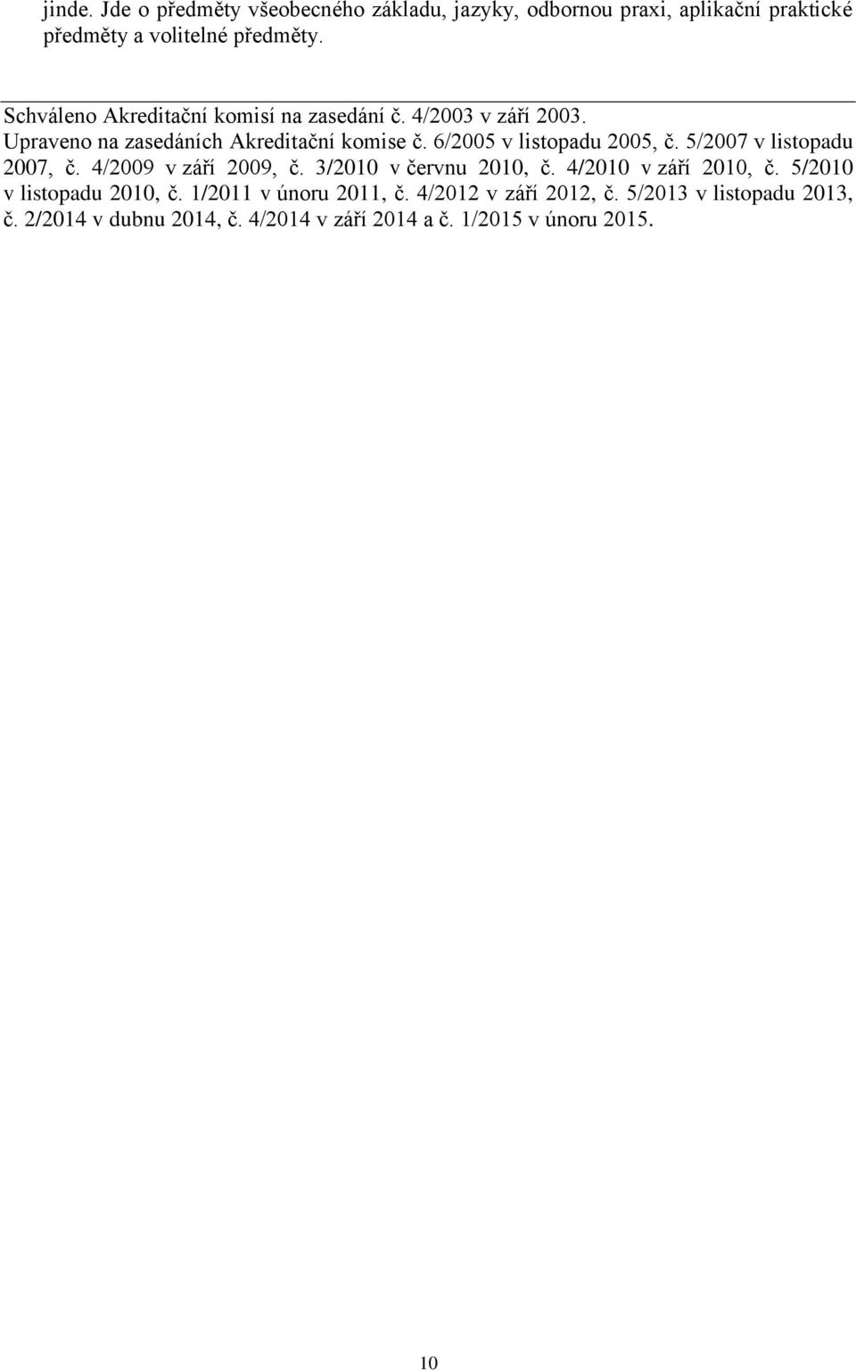 6/2005 v listopadu 2005, č. 5/2007 v listopadu 2007, č. 4/2009 v září 2009, č. 3/2010 v červnu 2010, č. 4/2010 v září 2010, č.