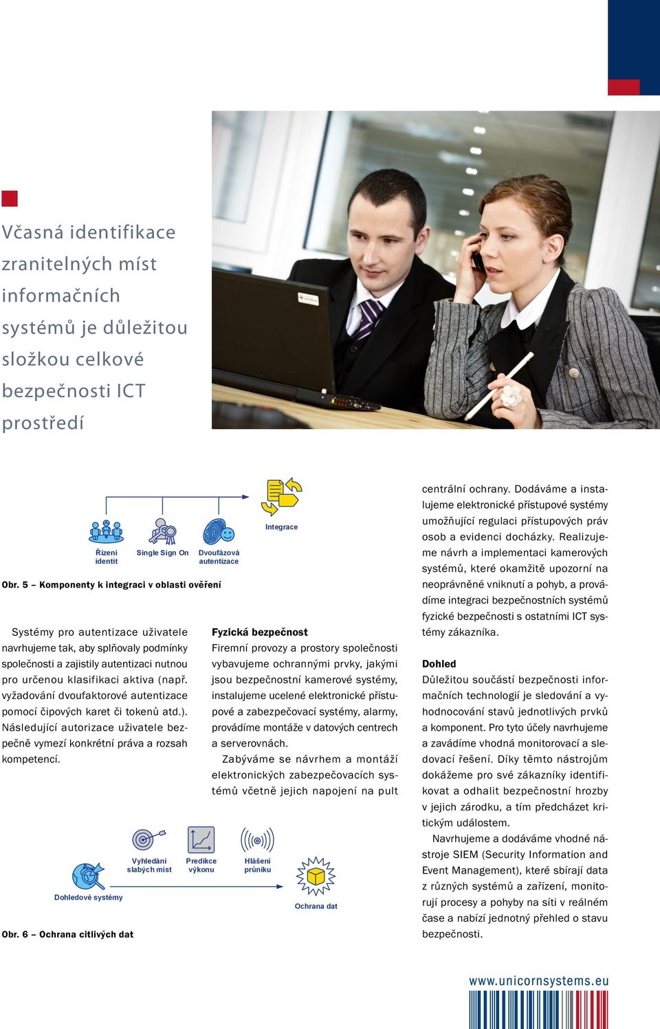 Následující autorizace uživatele bezpečně vymezí konkrétní práva a rozsah kompetencí. Dvoufázová autentizace Obr. 5 Komponenty k integraci v oblasti ověření Dohledové systémy Obr.