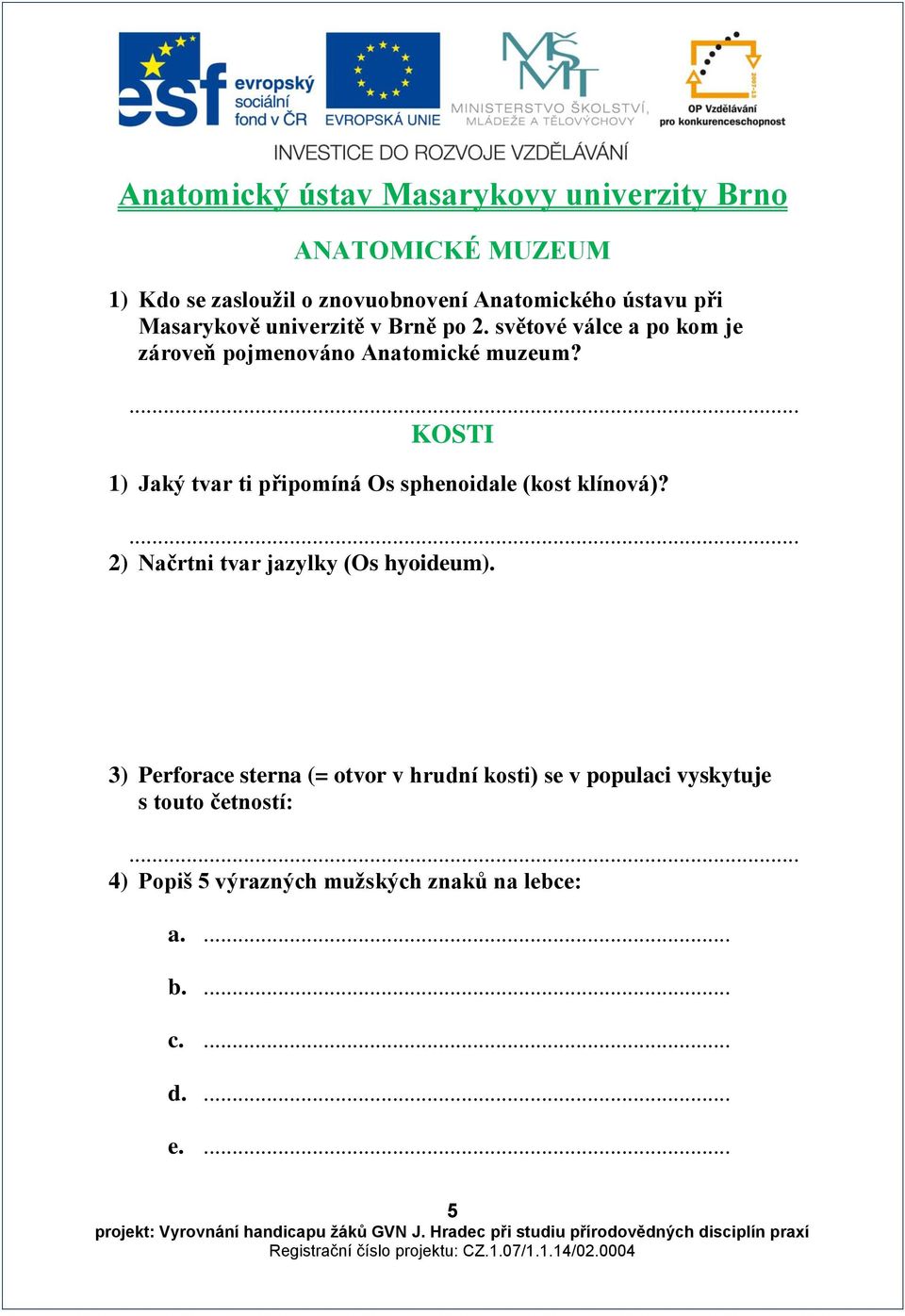 KOSTI 1) Jaký tvar ti připomíná Os sphenoidale (kost klínová)? 2) Načrtni tvar jazylky (Os hyoideum).