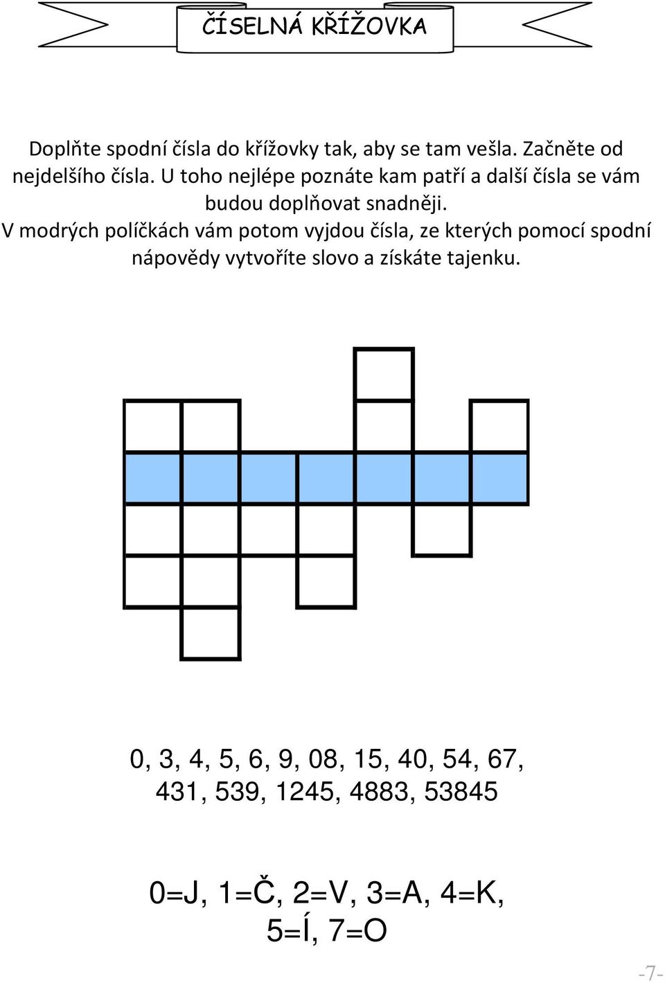 U toho nejlépe poznáte kam patří a další čísla se vám budou doplňovat snadněji.