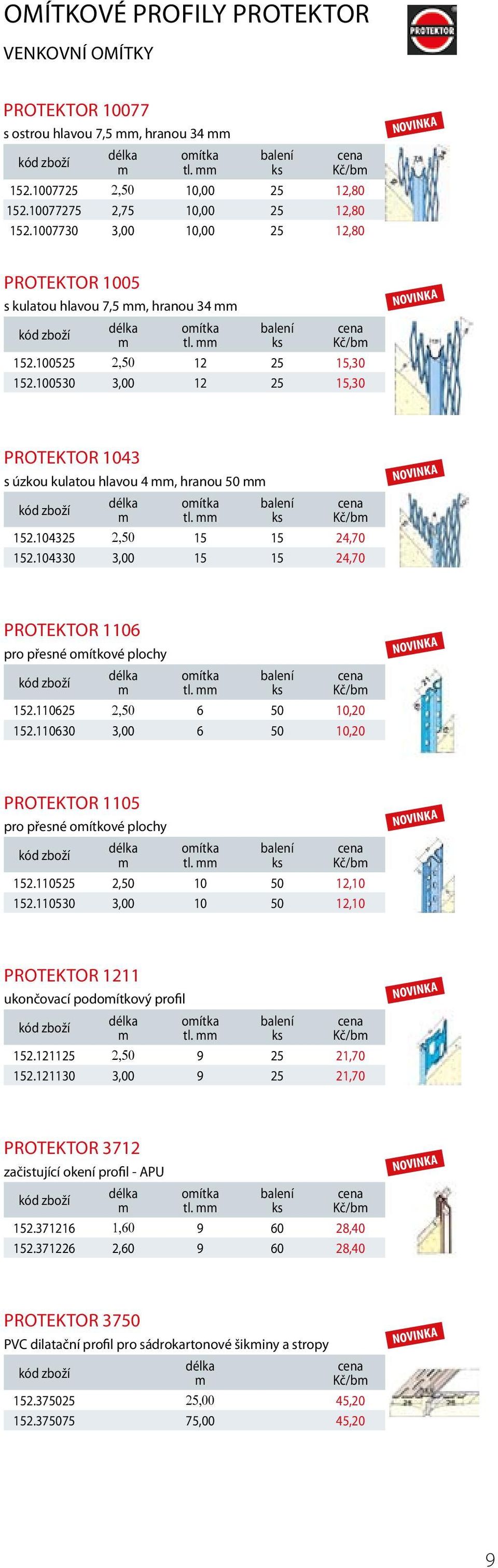 100530 3,00 12 25 15,30 PROTEKTOR 1043 s úzkou kulatou hlavou 4, hranou 50 oítka tl. Kč/b 152.104325 2,50 15 15 24,70 152.104330 3,00 15 15 24,70 PROTEKTOR 1106 pro přesné oítkové plochy oítka tl.