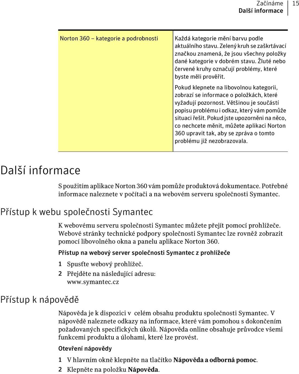 Pokud klepnete na libovolnou kategorii, zobrazí se informace o položkách, které vyžadují pozornost. Většinou je součástí popisu problému i odkaz, který vám pomůže situaci řešit.