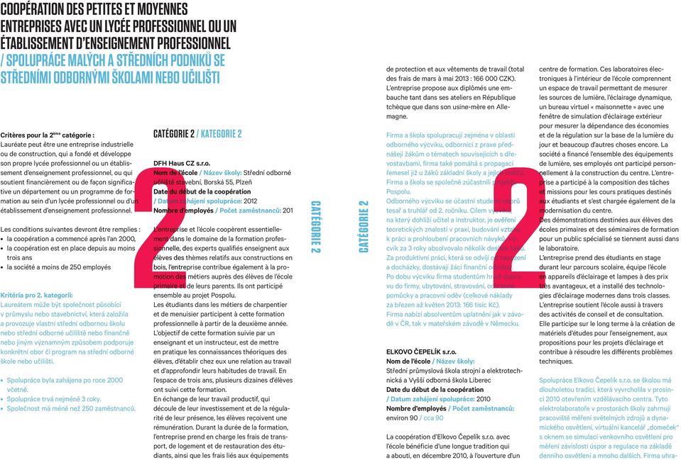 enseignement professionnel, ou qui soutient financièrement ou de façon significa- tive un département ou un programme de for- mation au sein d un lycée professionnel ou d un DFH Haus CZ s.r.o. établissement d enseignement professionnel.