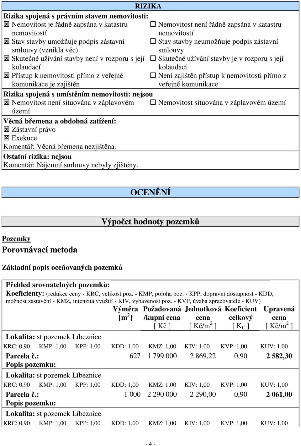 přímo z veřejné Není zajištěn přístup k nemovitosti přímo z komunikace je zajištěn veřejné komunikace Rizika spojená s umístěním nemovitosti: nejsou Nemovitost není situována v záplavovém Nemovitost