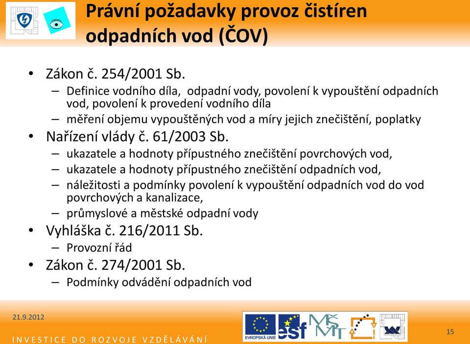 znečištění, poplatky Nařízení vlády č. 61/2003 Sb.