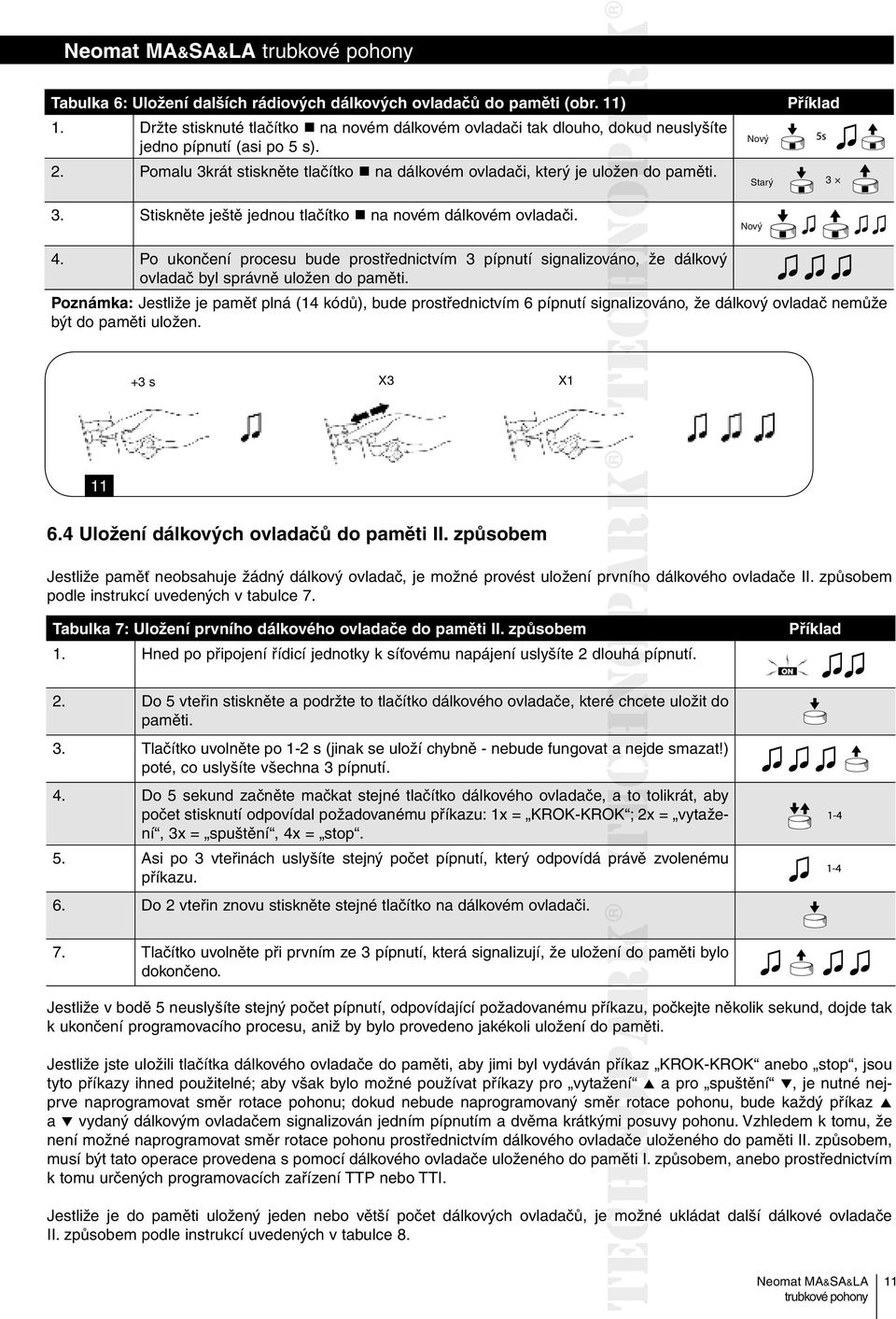 Po ukončení procesu bude prostřednictvím 3 pípnutí signalizováno, že dálkový ovladač byl správně uložen do paměti.