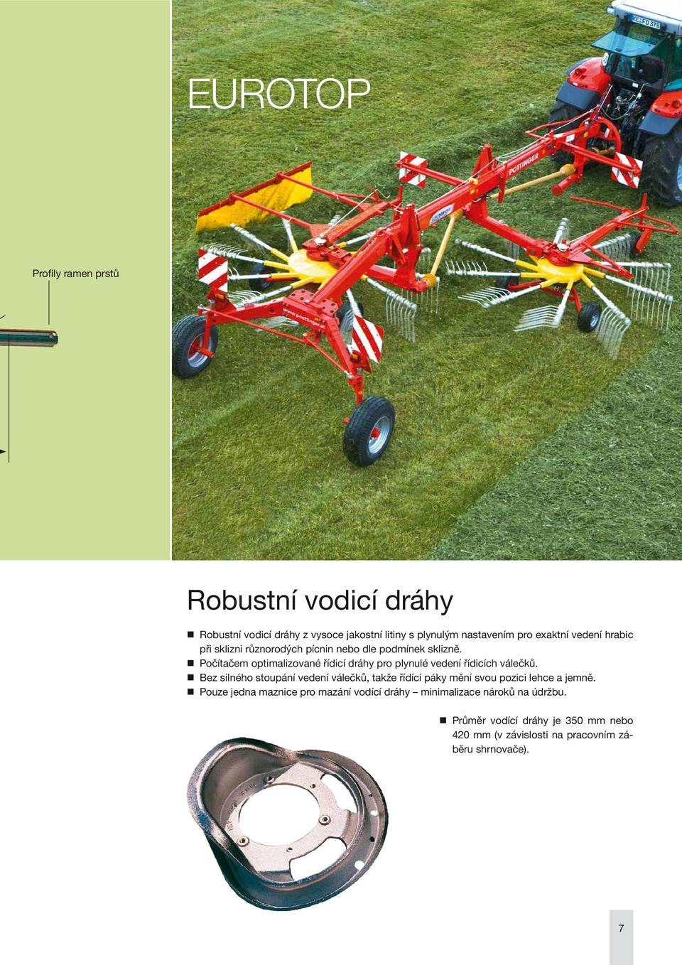 Počítačem optimalizované řídicí dráhy pro plynulé vedení řídicích válečků.