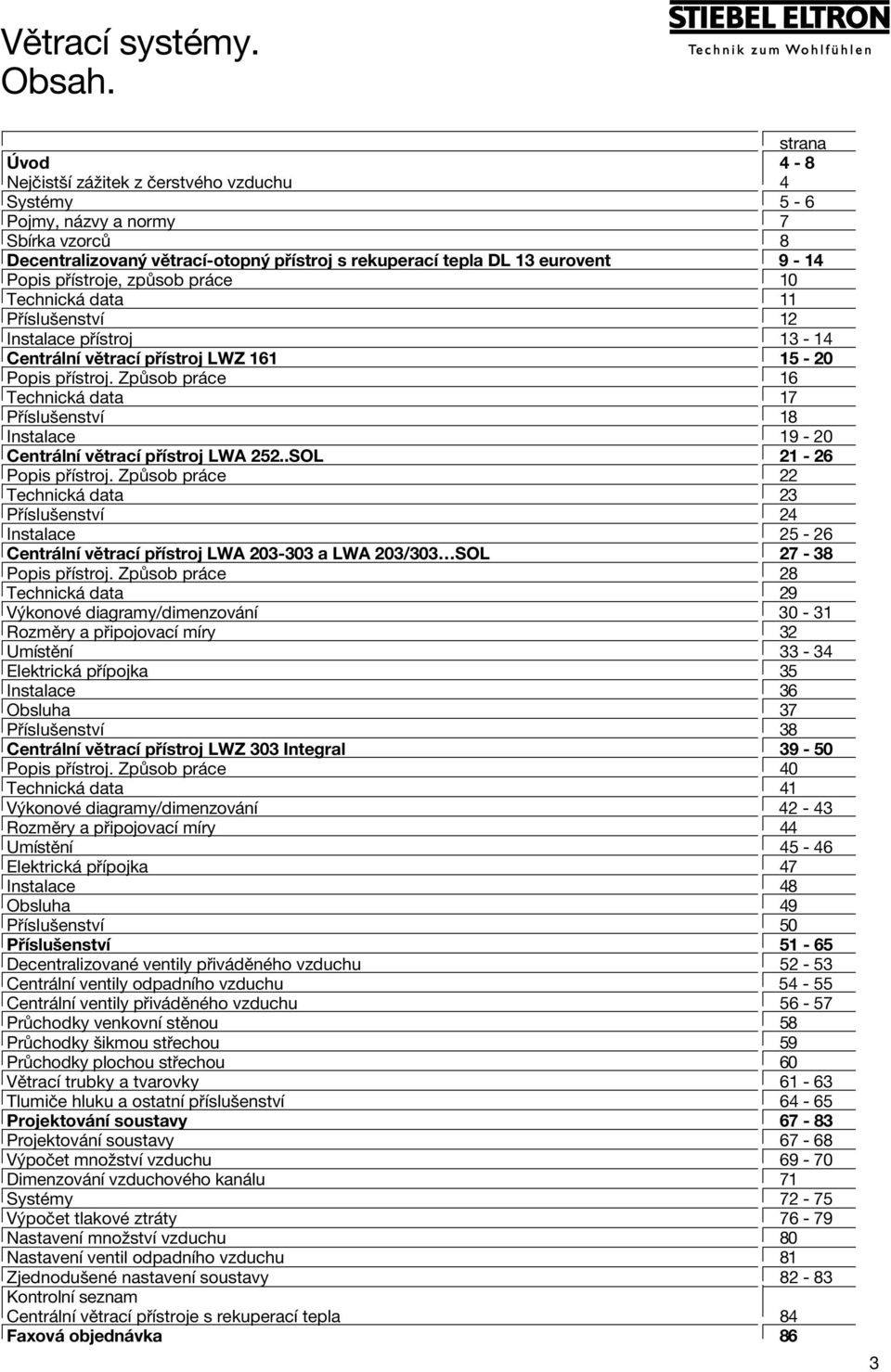 zp sob pr ce 10 Technick data 11 P ÌsluöenstvÌ Instalace p Ìstroj 13-14 Centr lnì vïtracì p Ìstroj LWZ 161 15-20 Popis p Ìstroj.