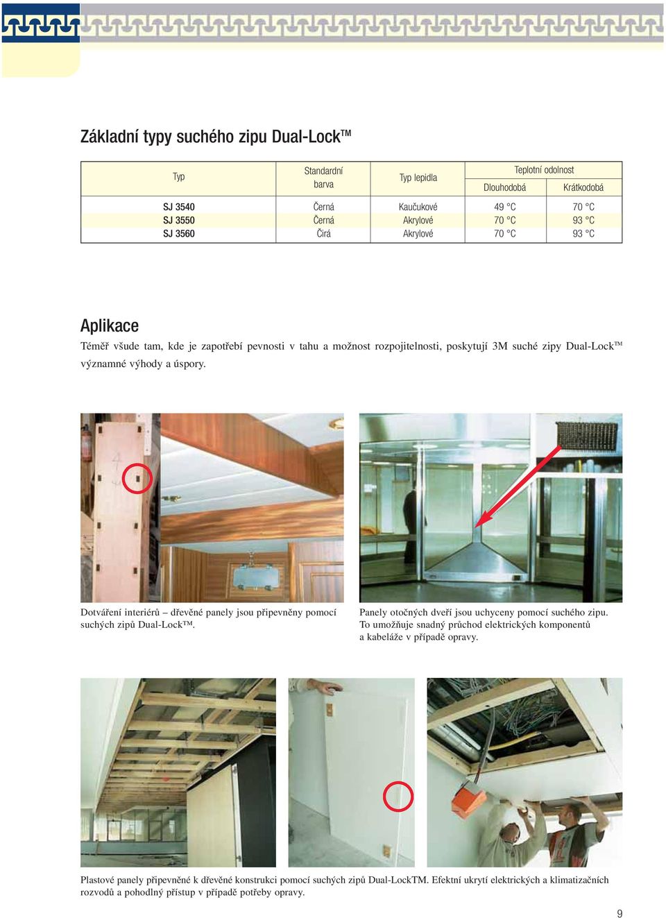 Dotváření interiérů dřevěné panely jsou připevněny pomocí suchých zipů Dual-Lock. Panely otočných dveří jsou uchyceny pomocí suchého zipu.