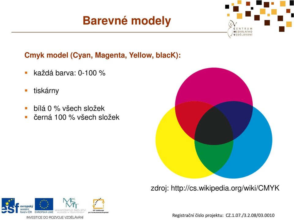 tiskárny bílá 0 % všech složek černá 100 %