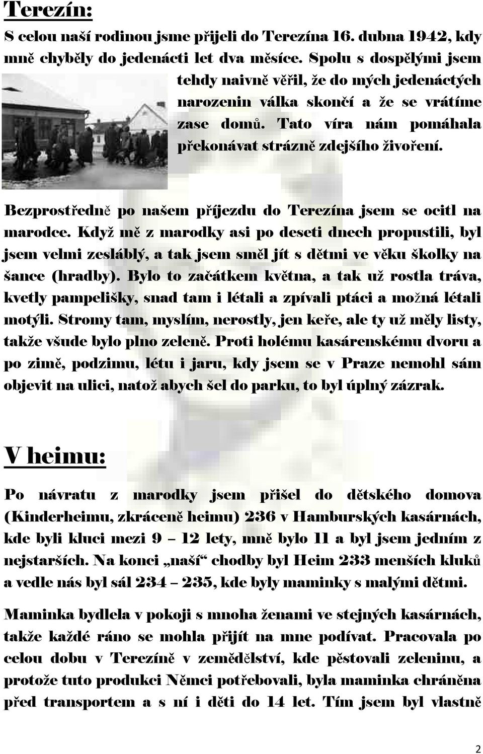 Bezprostředně po našem příjezdu do Terezína jsem se ocitl na marodce.