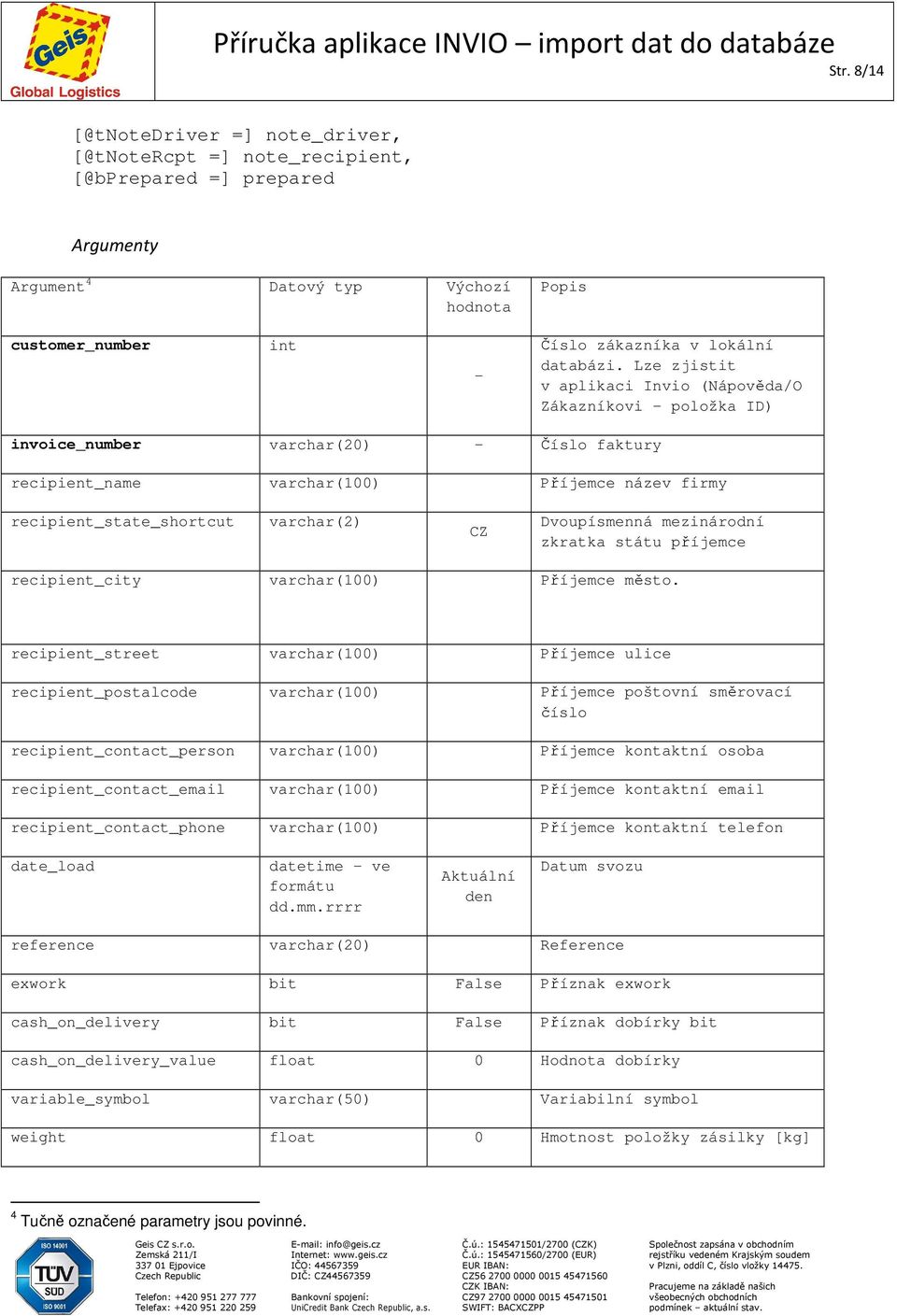 Lze zjistit v aplikaci Invio (Nápověda/O Zákazníkovi položka ID) invoice_number varchar(20) - Číslo faktury recipient_name varchar(100) Příjemce název firmy recipient_state_shortcut varchar(2) CZ