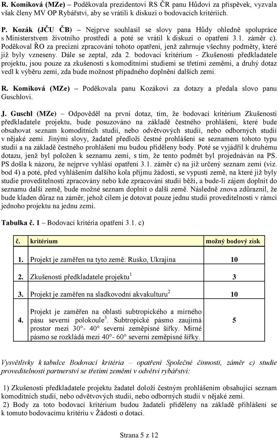 bodovací kritérium - Zkušenosti předkladatele projektu, jsou pouze za zkušenosti s komoditními studiemi se třetími zeměmi, a druhý dotaz vedl k výběru zemí, zda bude moţnost případného doplnění