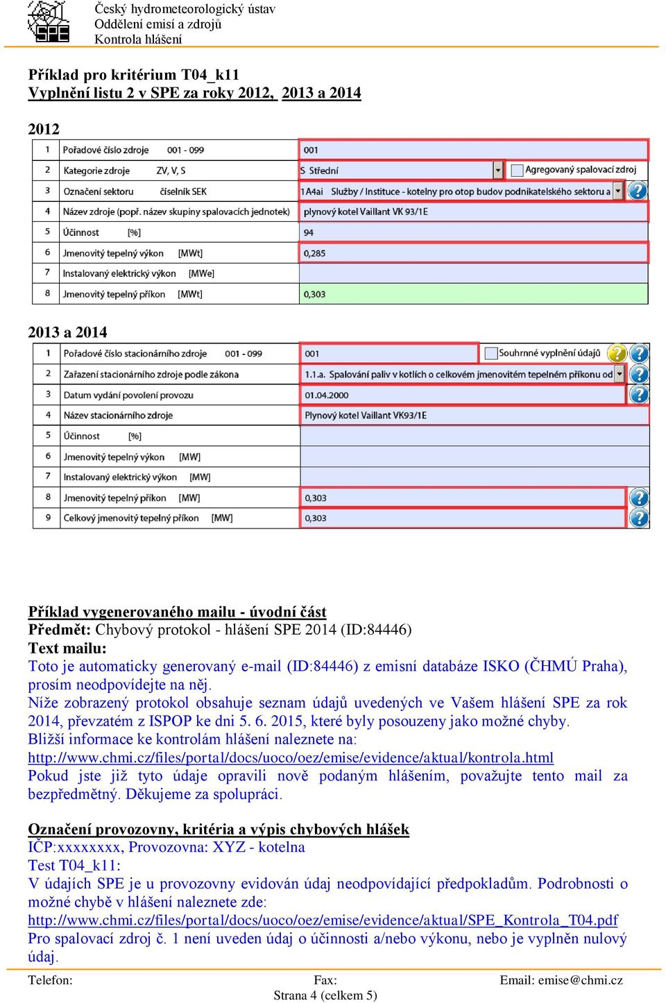 Níže zobrazený protokol obsahuje seznam údajů uvedených ve Vašem hlášení SPE za rok 2014, převzatém z ISPOP ke dni 5. 6. 2015, které byly posouzeny jako možné chyby.