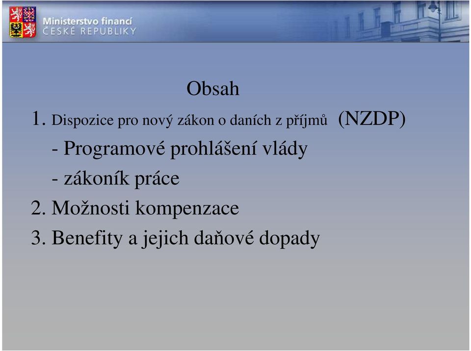 příjmů (NZDP) - Programové prohlášení