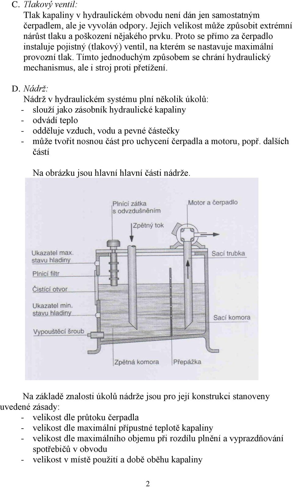 Tímto jednoduchým způsobem se chrání hydraulický mechanismus, ale i stroj proti přetížení. D.