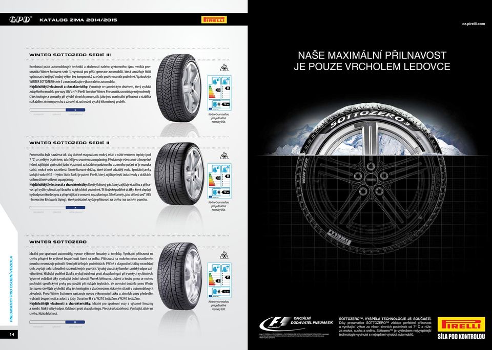 Nejdůležitější vlastnosti a charakteristiky: Vyznačuje se symetrickým dezénem, který vychází z úspěšného modelu pro vozy SUV a 4*4 Pirelli Scorpion Winter.