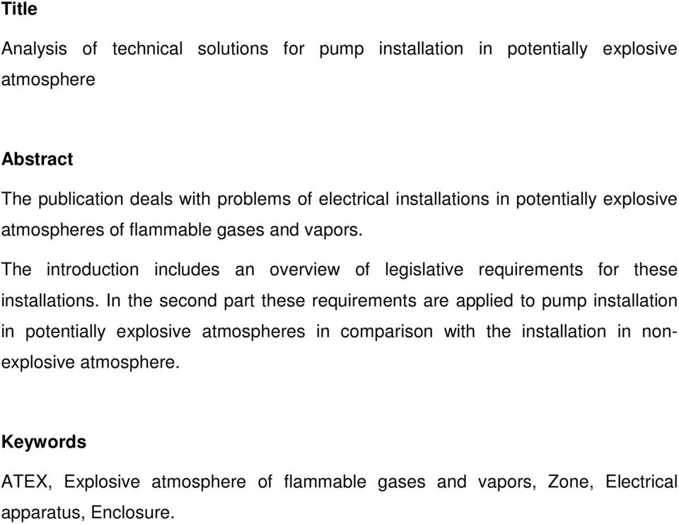 The introduction includes an overview of legislative requirements for these installations.