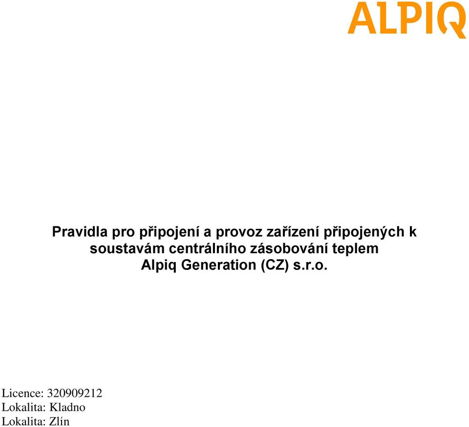zásobování teplem Alpiq Generation (CZ)