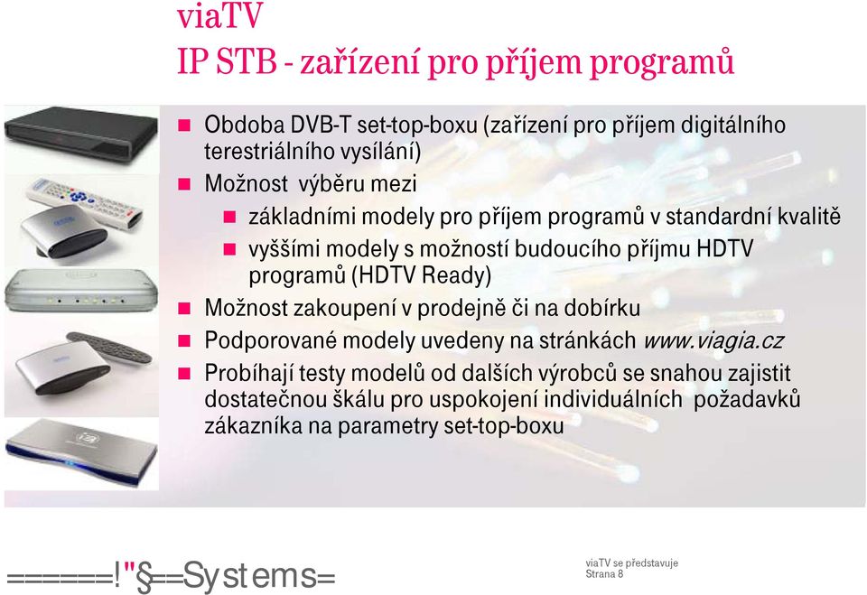 (HDTV Ready) Možnost zakoupení v prodejně či na dobírku Podporované modely uvedeny na stránkách www.viagia.