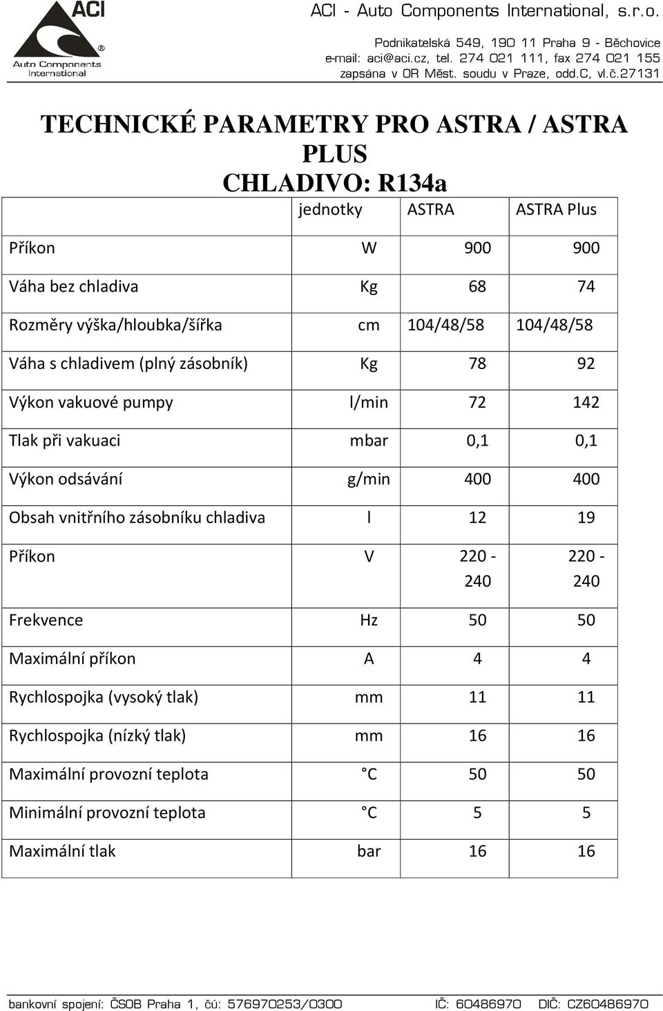 0,1 Výkon odsávání g/min 400 400 Obsah vnitřního zásobníku chladiva l 12 19 Příkon V 220-240 220-240 Frekvence Hz 50 50 Maximální příkon A 4 4