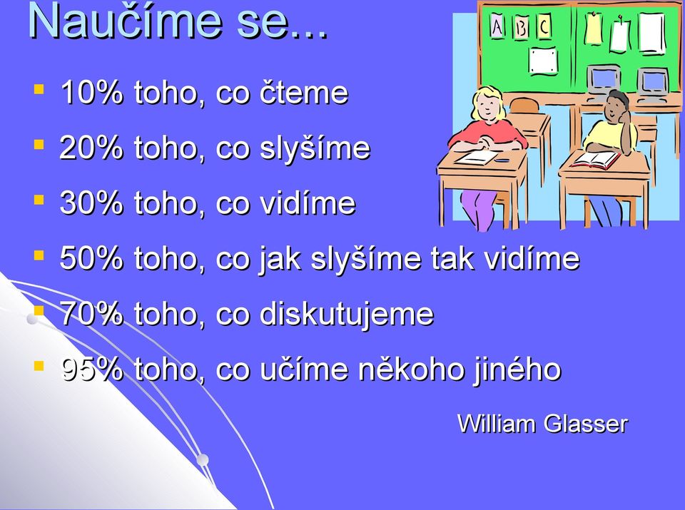 30% toho, co vidíme 50% toho, co jak slyšíme