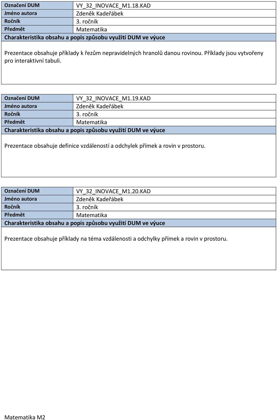 Příklady jsou vytvořeny pro interaktivní tabuli. VY_32_INOVACE_M1.19.
