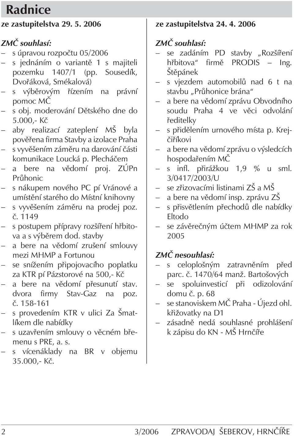 000,- Kč aby realizací zateplení MŠ byla pověřena firma Stavby a izolace Praha s vyvěšením záměru na darování části komunikace Loucká p. Plecháčem a bere na vědomí proj.