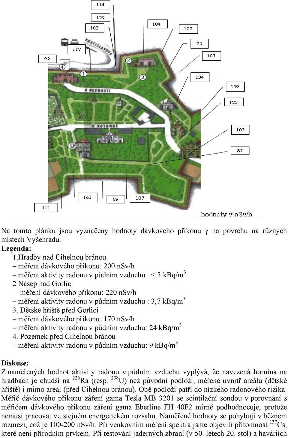 Násep nad Gorlicí měření dávkového příkonu: 220 nsv/h měření aktivity radonu v půdním vzduchu : 3,7 kbq/m 3 3.