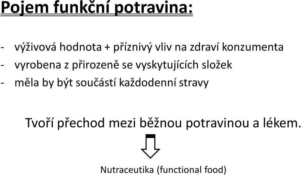 složek - měla by být součástí každodenní stravy Tvoří přechod