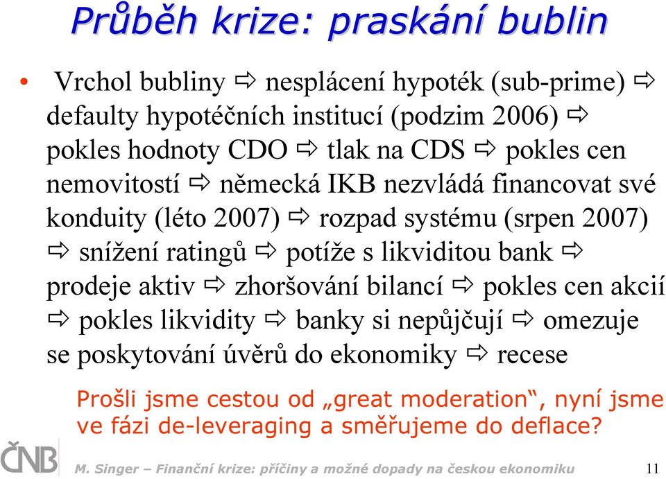 bank prodeje aktiv zhoršování bilancí pokles cen akcií pokles likvidity banky si nepůjčují omezuje se poskytování úvěrů do ekonomiky recese Prošli jsme