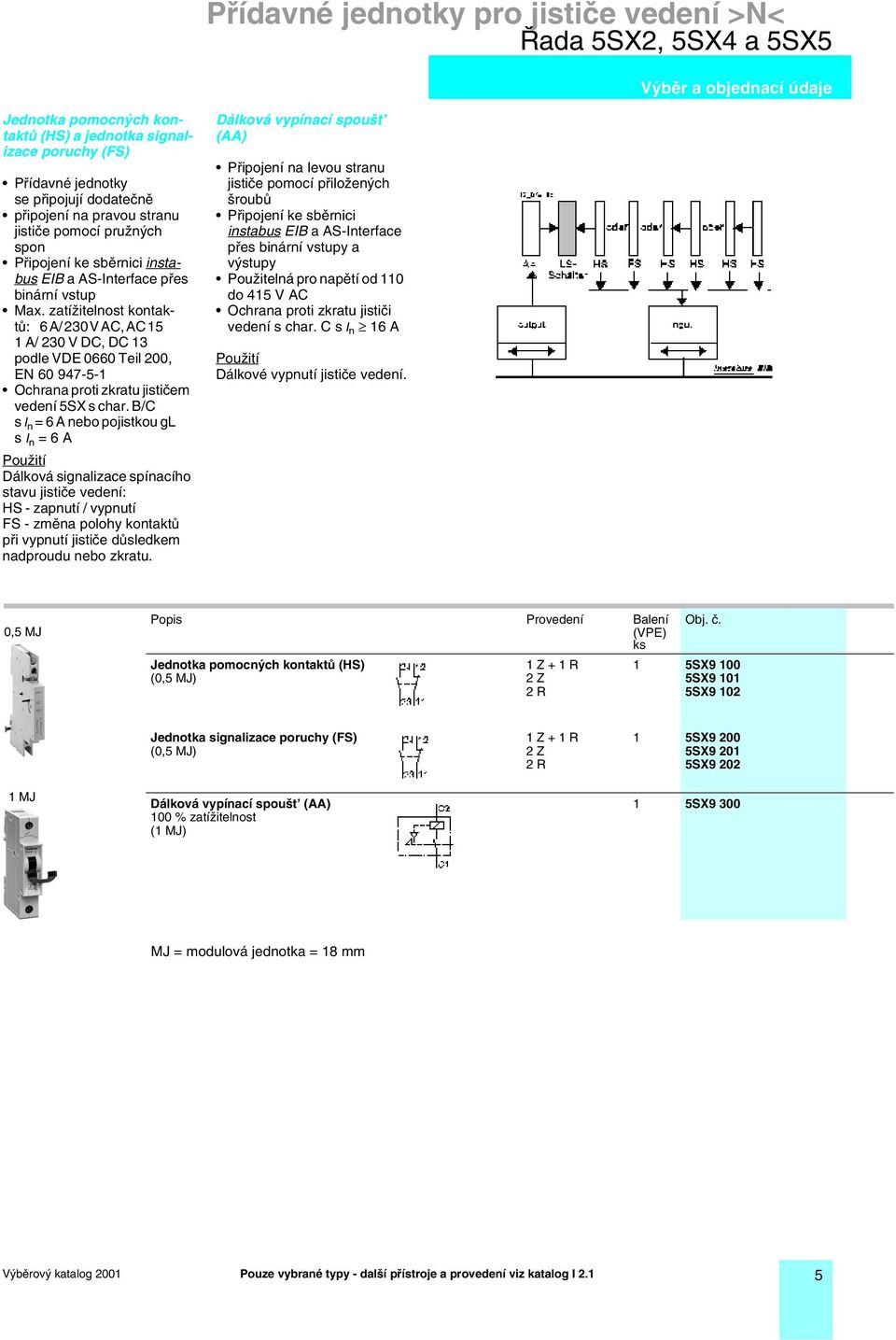 zatížitelnost kontaktů: 6 A/ 230 V AC, AC 15 1 A/ 230 V DC, DC 13 podle VDE 0660 Teil 200, EN 60 947-5-1 Ochrana proti zkratu jističem vedení 5SX s char.