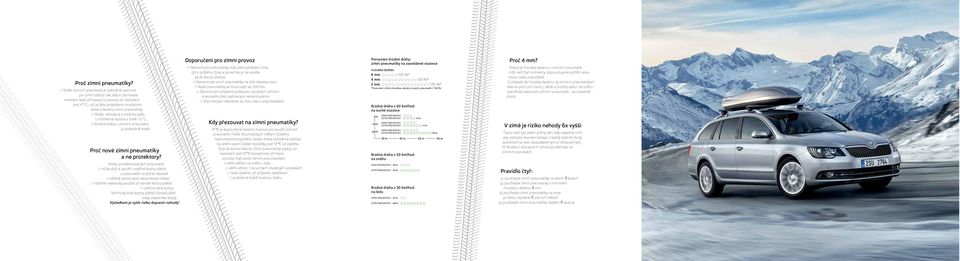 pneumatiky. Riziko nehody je v zimě 6x vyšší. Průměrná teplota v zimě: +3 C. Brzdná dráha u zimních pneumatik je podstatně kratší. Proč nové zimní pneumatiky a ne protektory?