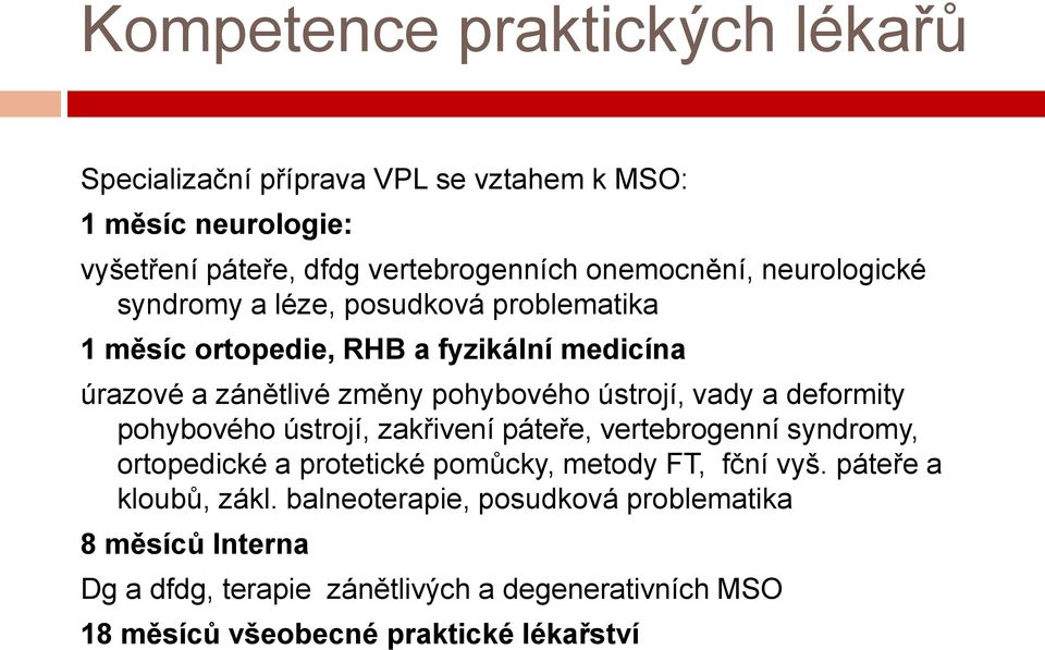 a deformity pohybového ústrojí, zakřivení páteře, vertebrogenní syndromy, ortopedické a protetické pomůcky, metody FT, fční vyš.