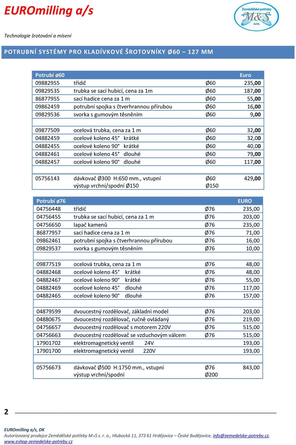 32,00 04882455 ocelové koleno 90 krátké Ø60 40,00 04882461 ocelové koleno 45 dlouhé Ø60 79,00 04882457 ocelové koleno 90 dlouhé Ø60 117,00 05756143 dávkovač Ø300 H:650 mm.