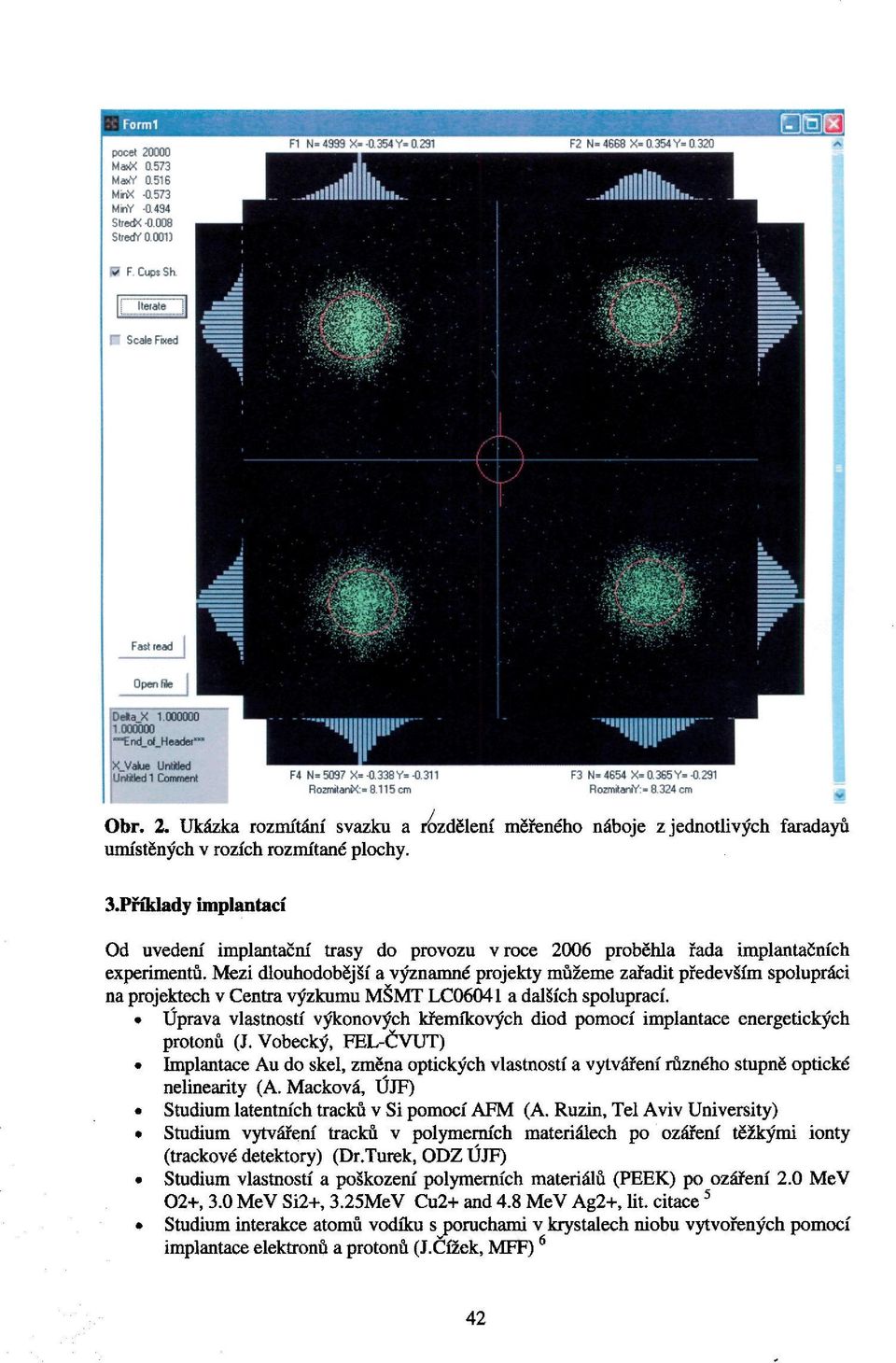 Příklady implantací Od uvedení implantační trasy do provozu v roce 2006 proběhla řada implantačních experimentů.